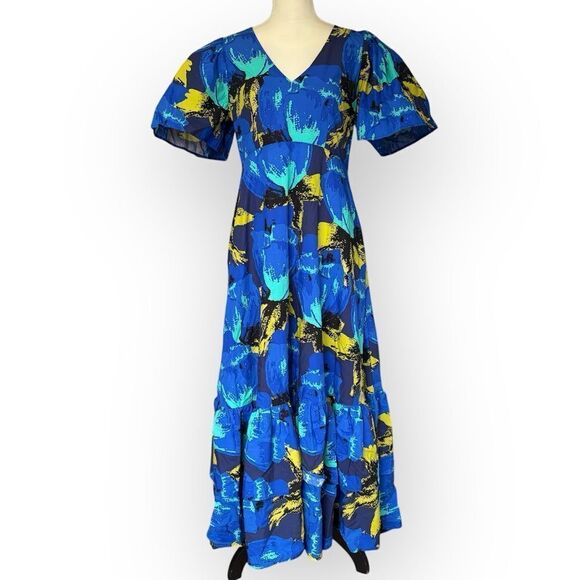 Christopher John Roger’s x Target Tiered Maxi Length Flutter Sleeve Blue Dress - Picture 2 of 10